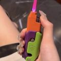 Internet Celebrity Windproof Pink Flame Radish Knife Lighter Retractable Foldable Creative Inflatable Very Silky Decompression.