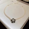 Elegant Fashion Rose Pearl Bead Necklace for Women Temperament Flower Versatile Clavicle Chain Necklace Women's Jewelry Gift.