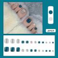 24Ps Glossy Blue Press on Toe Nails Artificial Acrylic Toenails Full Coverage Removable Wearable Toe Nail Art Finished Tips. 