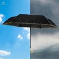 Folding Umbrella Sun Rain Umbrella 6 Ribs Waterproof Lightweight Umbrella black. 