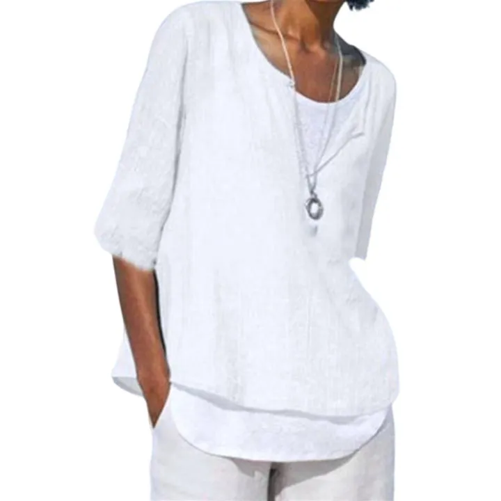 Casual%20T%20Shirt%20V-neck%20Short%20Sleeves%20T-shirt%20Half%20Sleeve%20Summer%20Pullover%20Tops%20Womens%20Linen%20Elegant%20blusas%20Tunic%20Femme%20Clothing%20-%20Image%207
