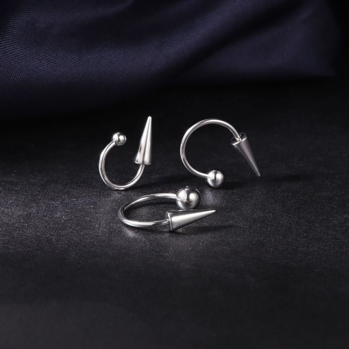 ZS%2016G%20Cone%20Septum%20Ring%20Stainless%20Steel%20Horseshoe%20Nose%20Piercing%20Spike%20Lip%20Rings%20Black%20Color%20Tragus%20Helix%20Earring%20Body%20Jewelry%20-%20Image%204