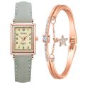 New Rectangle Quartz Women Watch Set Rhinestone Bracelet Leather Ladies Watches Casual Female Wristwatch Fashion Clock relogio. 