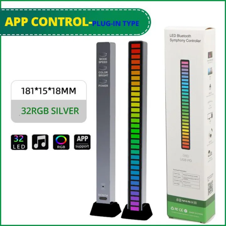 RGB Voice-Activated Pickup Rhythm Lights with Sound Control Light Phone APP Control Colorful Music Atmosphere Ambient Light Bar