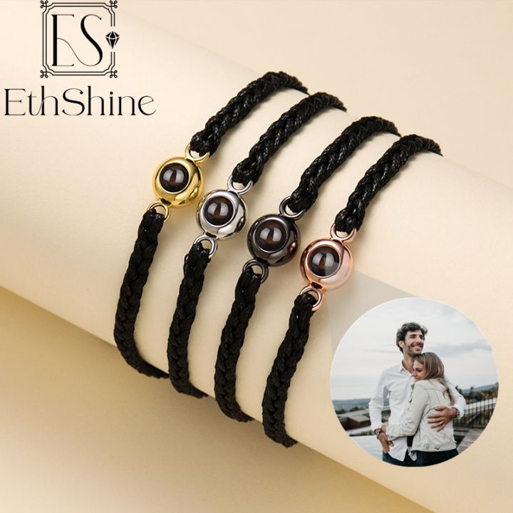 Alien EthShine Personalized Circle Photo Bracelet Custom Projection Photo Bracelets Couple Memorial Jewelry Christmas Gift Women Men