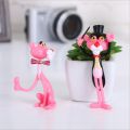 4pcs/lot Action Toy Figures Pink Panther Cute Doll Micro Landscape Decoration Cartoon Naughty Leopard Model For Child Gift.