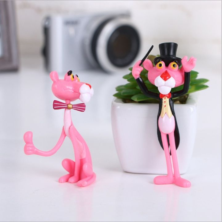 4pcs/lot%20Action%20Toy%20Figures%20Pink%20Panther%20Cute%20Doll%20Micro%20Landscape%20Decoration%20Cartoon%20Naughty%20Leopard%20Model%20For%20Child%20Gift%20-%20Image%205