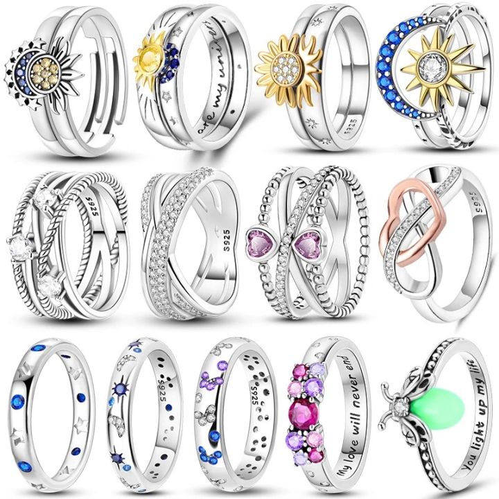 High Quality Original Rings 925 Sterling Silver Star Moon Butterfly Ring Suitable Birthday Anniversary Gift For Wife or Friend