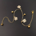 Trendy Adjustable Fashionable Anklets for Girls Simple Stylish Foot Jewelry - Four Leaf Clovers Bells Chain Anklet for Women Anniversary Gift for Wife Girlfriend. 