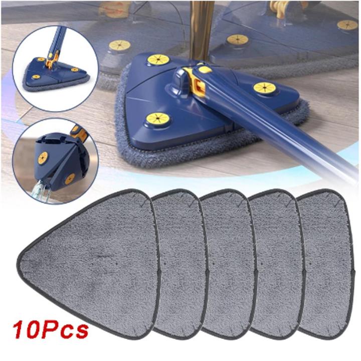 10Pcs/Set 360 Degree Triangular Mop Rotary Telescopic Floor Glass Ceiling Wall Cleaning Cloth Multipurpose Household Cleaning Accessories