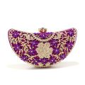 Green Color Women Evening Bags With Rhinestones Hollow Out Style Clutch Diamonds Moon Design Wedding Glitter Luxury Lady Bridal.