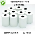 Streamline Your Operations With Thermal Paper Roll -10 Pcs, 56 mm x 38 mm, POS Printer Roll, Receipt Rolls, Var Roll, Food Panda Roll -  Reliable Paper Rolls For Printing Needs. 