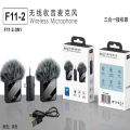 F11-2 (3 in 1)Collar Wireless Dual Microphone proprofessional Lepal Lavaliar microphon iPhone/Android & Type C Supported 100& Noise Cancellation.