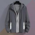 Lightweight Men Jacket Sun Protection Hooded Windbreaker Jacket for Cycling Running with Pockets Reflective Sun for Camping. 