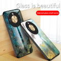 Biruiqu For Honor X9D Fashion Marble Tempered Glass Back Case Cover. 