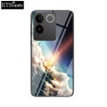 Phone case Vivo T2 Pro Couple Starry Moon Mirroe Glass Protector Meteor Start Back Cover Vivo T2 Pro case. 