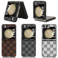 Phone case For Samsung Galaxy Z Flip5 Back cover Canvas Plaid Cowhide Texture Design for For Samsung ZFlip 5 Cover cases.