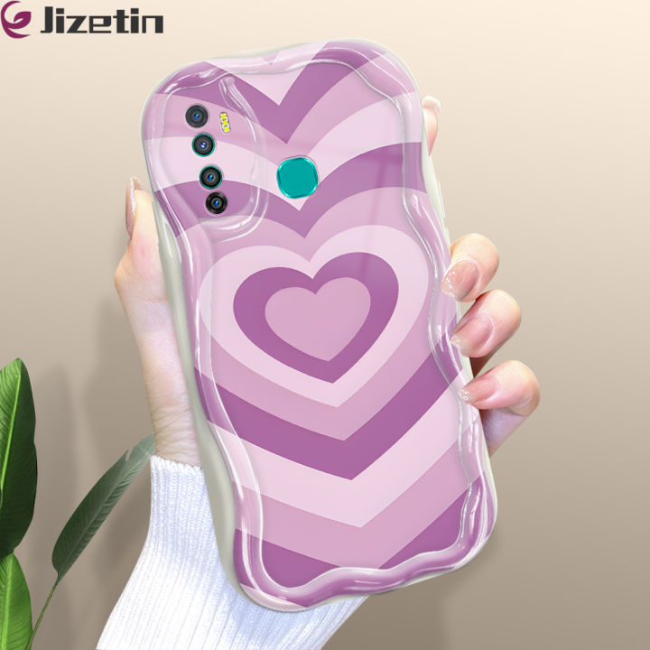 Jizetin for Infinix Hot 9 / X655C Back Cover Colorful Love Cream Wavy Edge Soft Silicone Phone Case