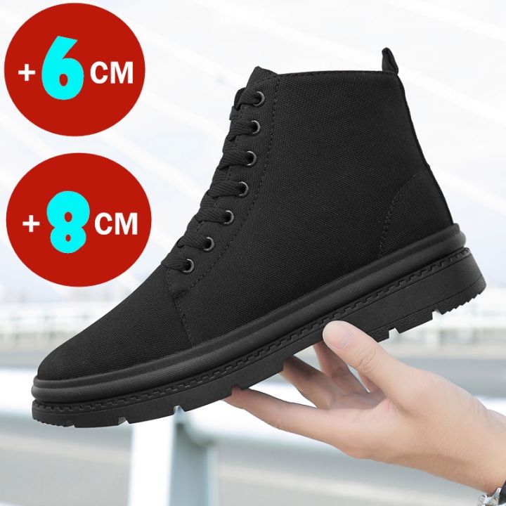Winter Men Boots Elevator Shoes Hidden Heels Warm Canvas Heightening Shoes For Man Increase Insole 8CM 6CM Casual Lift Sports BunnyGarden