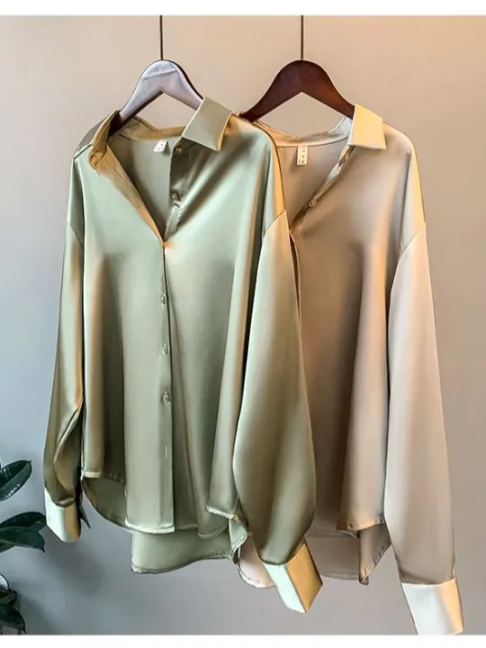 Women%20Button%20Up%20Satin%20Silk%20Shirt%20%20Fashionable%20Tops%20-%20Blouse%20For%20Women%20-%20Image%204