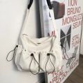 Fashion brand literary youth shoulder bag (female ins style) solid color lovers versatile work clothes bag (male canvas bag).