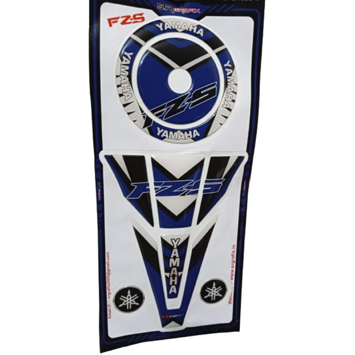 Yamaha fz-s v1 v2 v3 tank pad sticker for motorcycle. blue and black