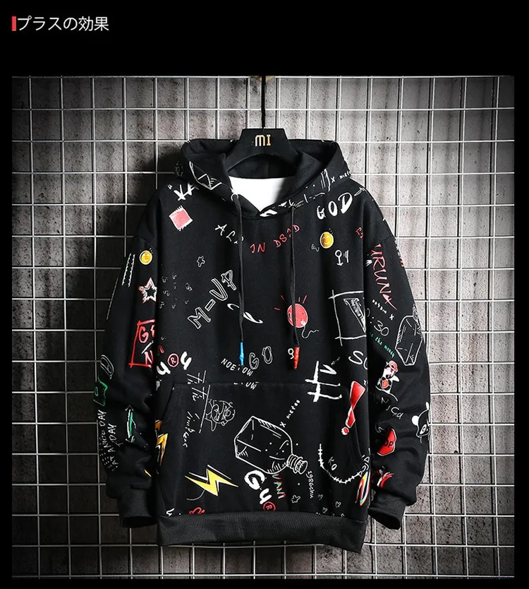 Hoodie Sweatshirt Mens Casual Pullover Hoodies Printing Male Hop