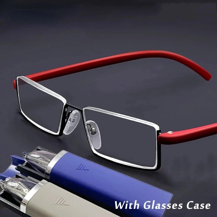 German Quality TR 90 Reading Glasses Men Half Frame Prescription Eyeglasses Male Female Eyewear with Case