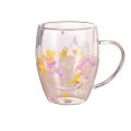 Floral Dry Flowers Cup Simple Heat Resistant Double Wall Glass Cup INS Trends High Borosilicate Glass Tea Coffee Cups. 