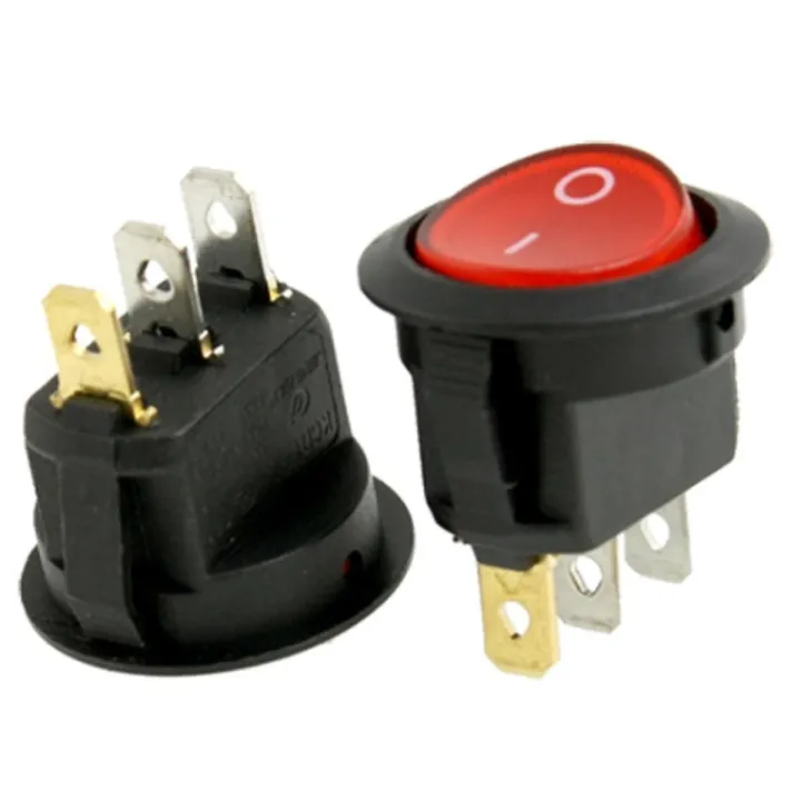 [2PC] Red Light ON-OFF SPST Round Rocker Switch 6A/250V 10A/125V AC ...