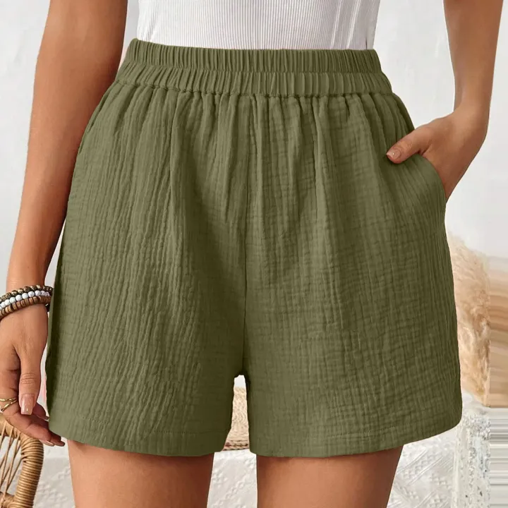 Women's%20Double%20Layered%20Cotton%20Pleats%20Shorts%20Straight%20Leg%20Casual%20Pants%20High%20Waist%20Sports%20Loose%20Shorts%20Fashion%20Streetwear%20-%20Image%203