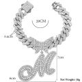 New Butterfly Letter Cuban Chain Bracelet For Women 14MM Spring Clasp Rhombus Cuban Chain Initial Bracelet Hiphop Gift Jewelry.