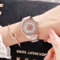 Mary Ceramic Personalized Fashion Trend Full Diamond Women's Watch New Rose Gold.