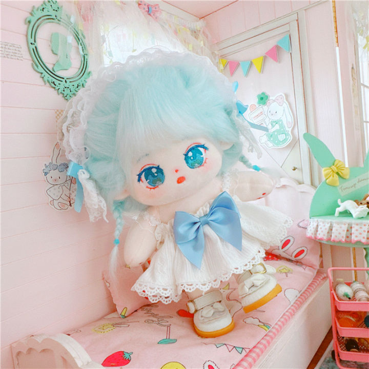 20cm Cotton Doll Blue Hair Baby Friends Idol Star Dolls Cute Stuffed Plush Toys Doll Plushies Toys Fans Collection Gifts Luhuai CVC