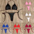 Micro Bikini Sets Thong Halter Tie Swimsuit Brazlian Bathing Suit Summer Solid Swimwear Beachwear Biquini Dropshipping. 