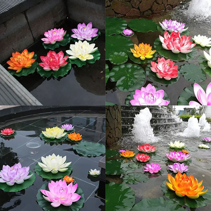 10cm/17cm Artificial Lotus Fake Plant Pond Decor Artificial Water Lily Floating Foam Lotus Home Garden Fish Tank Fake Flower Natuo