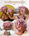 Satin Bonnet Silk Bonnet for Sleeping Silk Sleep Cap Double Layer Hair Bonnet with Elastic Tie Band for Curly Hair Night Cap. 
