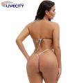 Navel Revealing Monokini Stylish Halter Monokini Glossy Bkless Belly Hollow Perfect One-piece Swimsuit for Soutast Asian Beh Lovers.