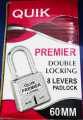 PAD LOCK /QUICK PREMIER / 12Pc's Key/ 60mm Lock. 