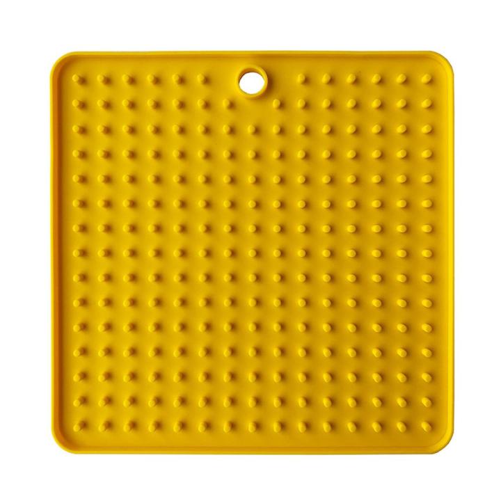 Mat For s s Slow Food Bowls Pet  Feeding Food Bowl Silicone  Feeding Lick Pad  Slow Feeders Treat Dispensing - Yellow Square