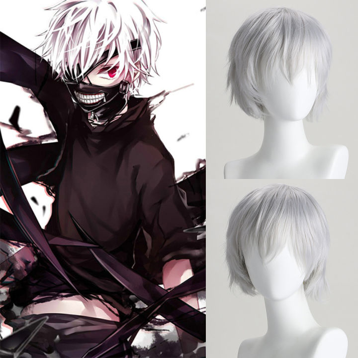Anime cos Wig Tokyo Ghouls Ghoul Kaneki ken Silver White Halloween cosplay Wig