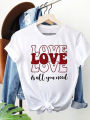 Love Letter Style Cute 90s Print Top Short Sleeve Women Fashion O-neck T Shirt Clothing Casual Lady Graphic Tee T-Shirt.