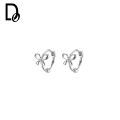 Chic Mini Bow Hoop Earrings Gold Silver Metal Girl Fashion Accessories. 