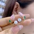 Back Hanging Tulip Earrings Trendy Look Enamel Finish Wedding Accessory  Studs Sweet Style Fashion Jewelry  Earrings for Bridal Wear Korean Fashion Women's Accessory Special Occasions Style Upgrade. 