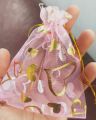9*12 cm Organza Pouch bag | Mini Gift Bag | Mesh Bag Multi Darwable Organza Bags Small Love Design Wedding Favor Gift bag Jewellery Packaging Bags.