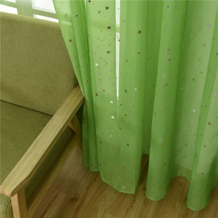 Sheer%20Curtains%20Grommets%20Romantic%20Silver%20Star%20Foil%20Window%20Treatment%20for%20Girl%20Bedroom%20Glitter%20Stars%20Thin%20and%20-%20Image%202