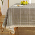 22QR Plaid Tablecloth, Fabric, Cotton Linen, Small Fresh Simple Lace Desk Mat, Ins Wind Student Rectangular Coffee Table.