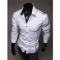 New Fashion Men Slim Fit Dress Shirt Button Down Casual Long Sleeve Regular Gentleman Top Shirts Black White Gray. 