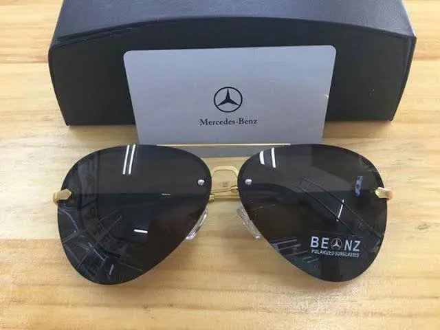 mercedes benz rimless aviator sunglass