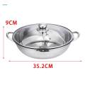Shabu Shabu Hot Pot with Handles Clear Lids Tabletop Two Meal Pot Mandarin Duck Pot for Travel 36cm.